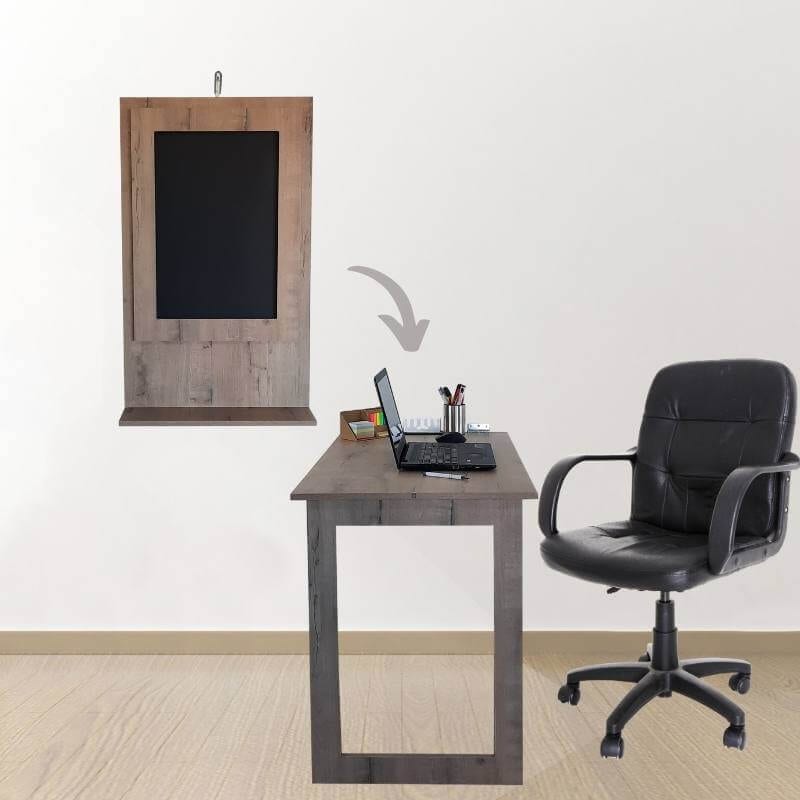 SpaceSave Fold Up Wall Desk Woodgrain Rustic 3
