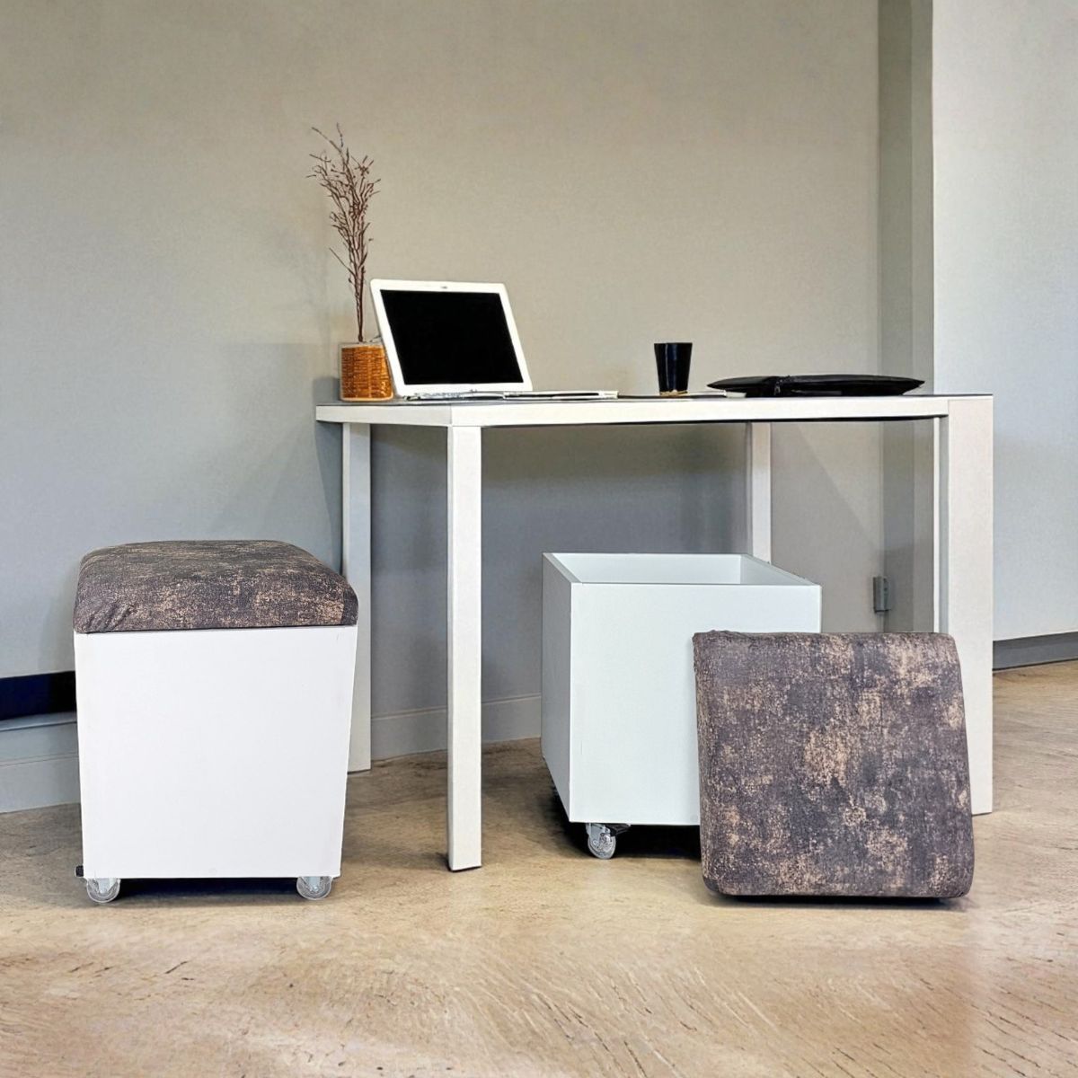 Sit n Stow Mobile Padded Ottoman Storage Chair