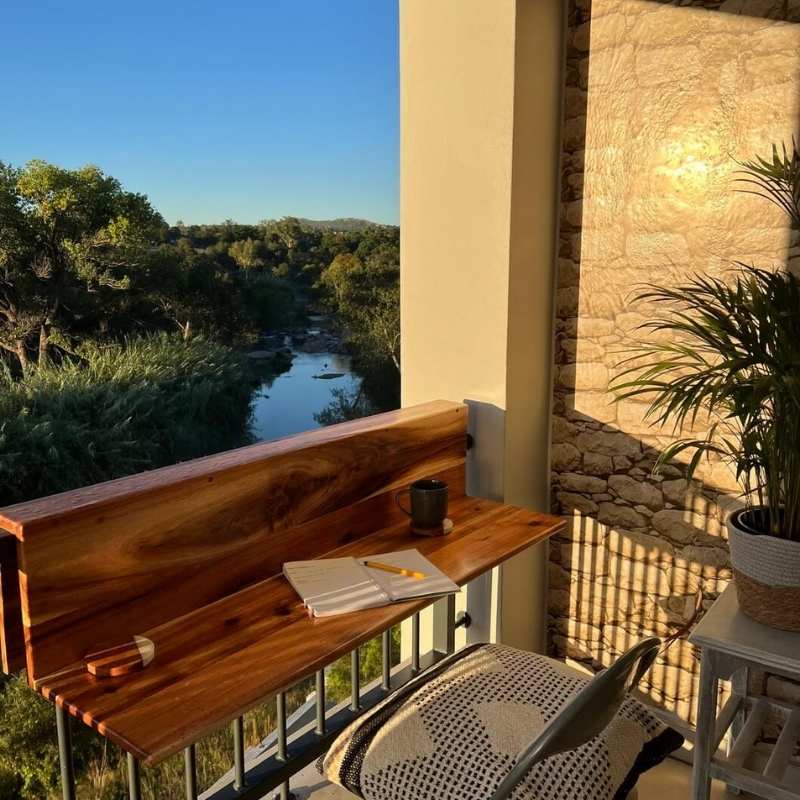 SpaceSave Hanging Balcony Table in Blackwood