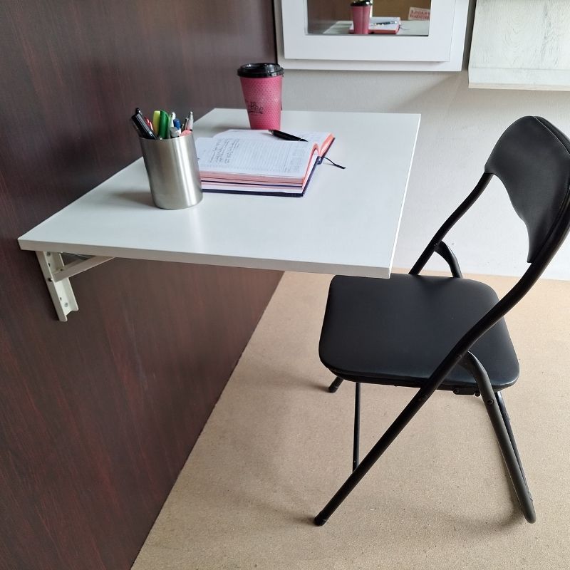 Eezy Fold Down Wall Mounted Desk Table 80x50cm - White