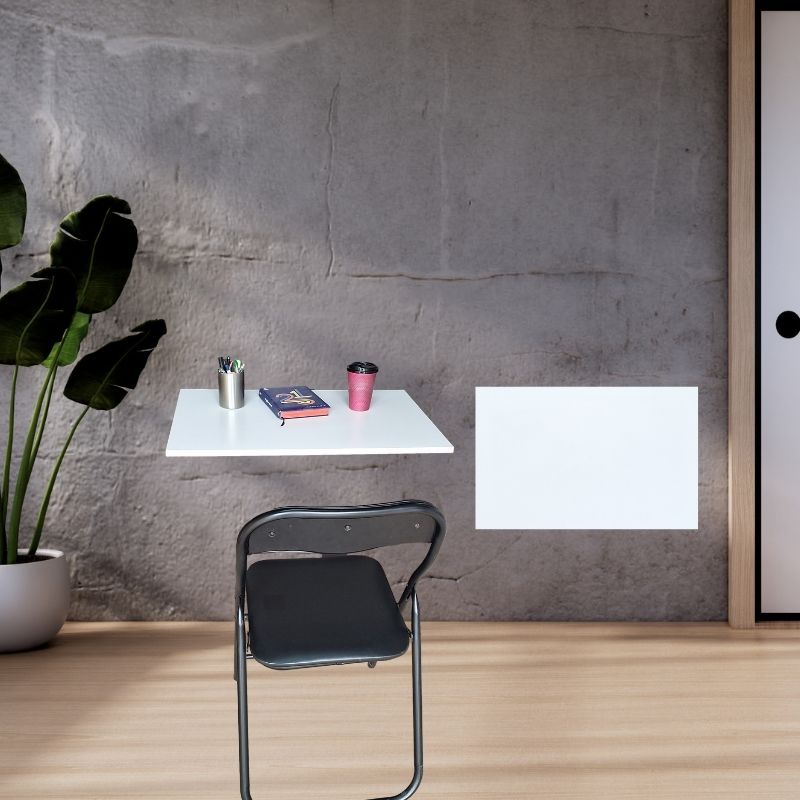Eezy Fold Down Wall Mounted Desk Table 80x50cm - White