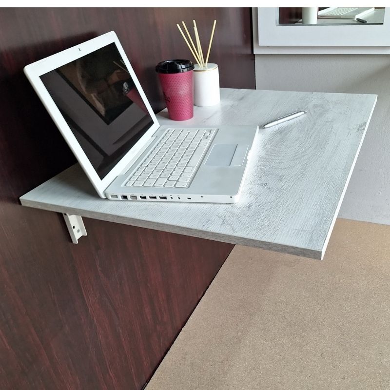Eezy Fold Down Wall Mounted Desk Table 80x50cm - Wood Marble