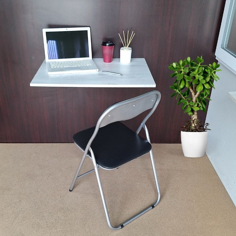 Eezy Fold Down Desk Table 80x50cm - Wood Marble