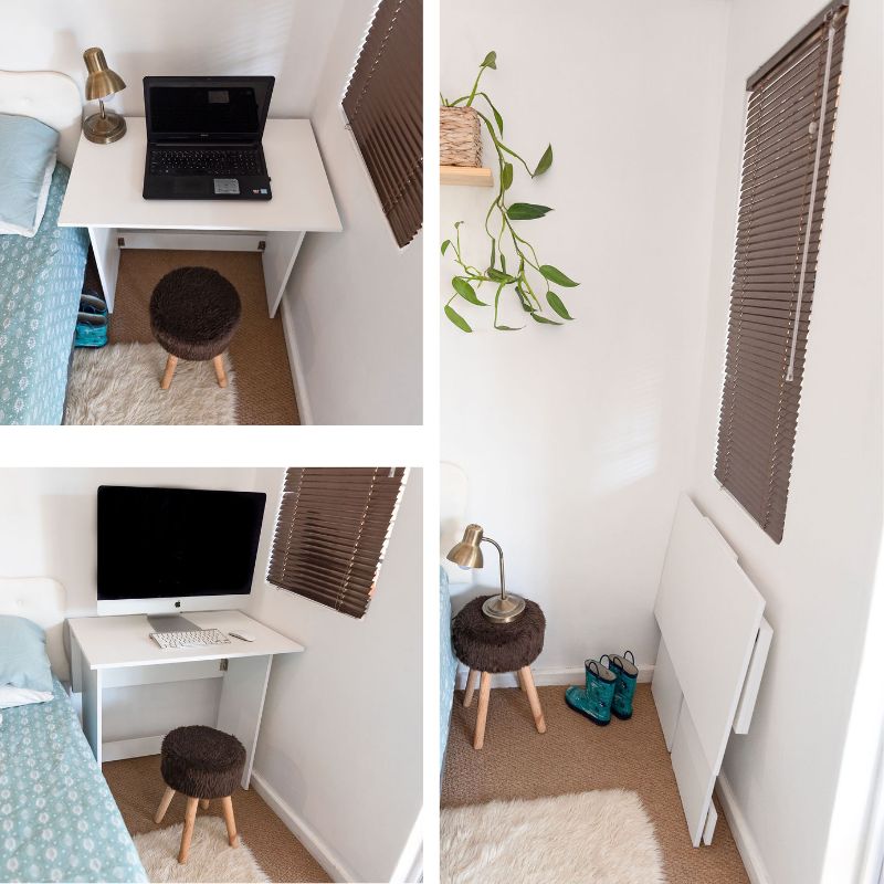 SpaceSave Flip n Flat Folding Desk 80x50cm- White