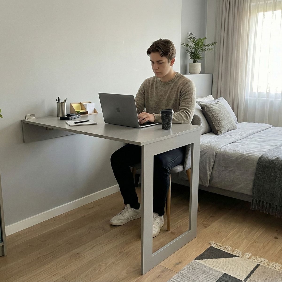 Fold Up Wall Mounted Desk Combo 100x60cm