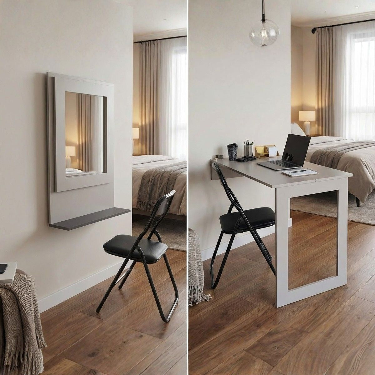 Fold Up Wall Mounted Desk & Mirror 100x60cm
