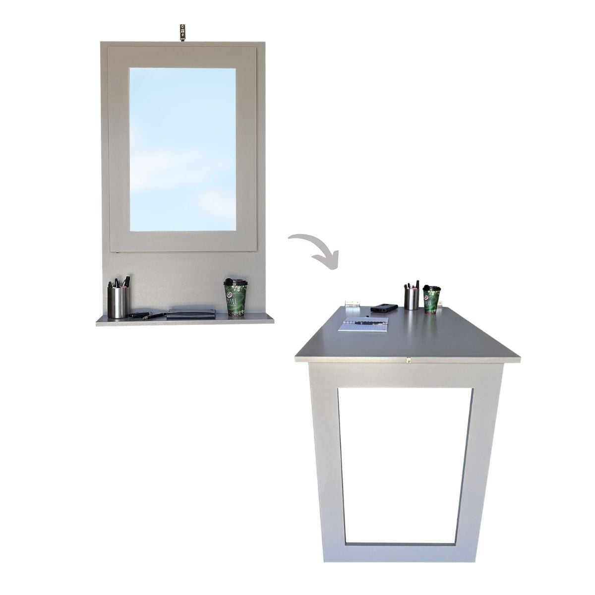 Fold Up Wall Mounted Desk & Mirror 100x60cm