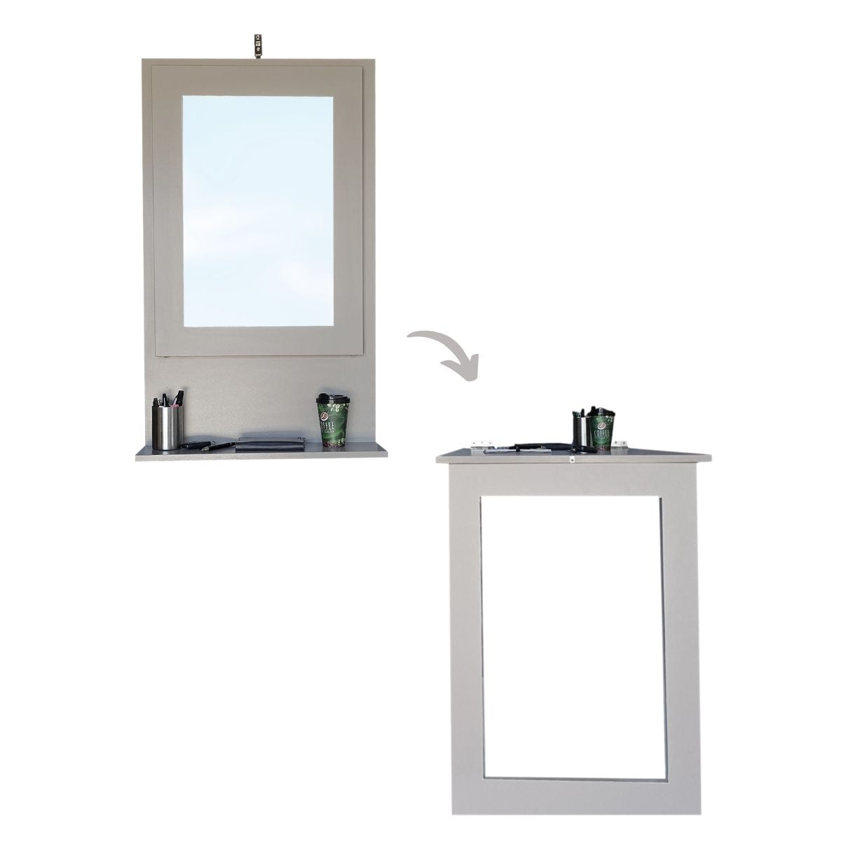 Fold Up Wall Mounted Desk & Mirror 100x60cm