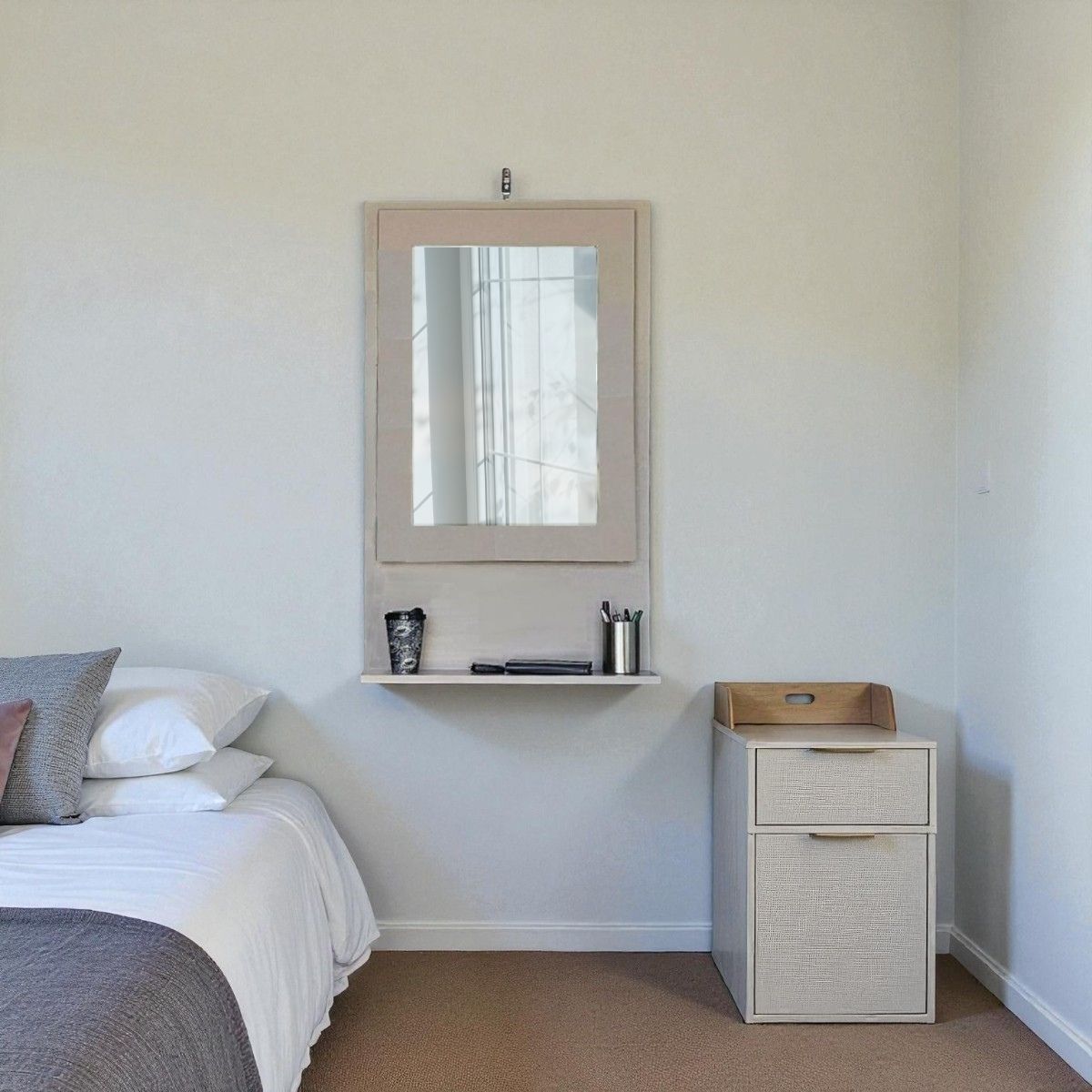 Fold Up Wall Mounted Desk & Mirror 100x60cm