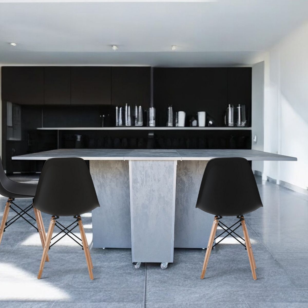 Folding 4 In 1 Console Table With Wheels Graphite