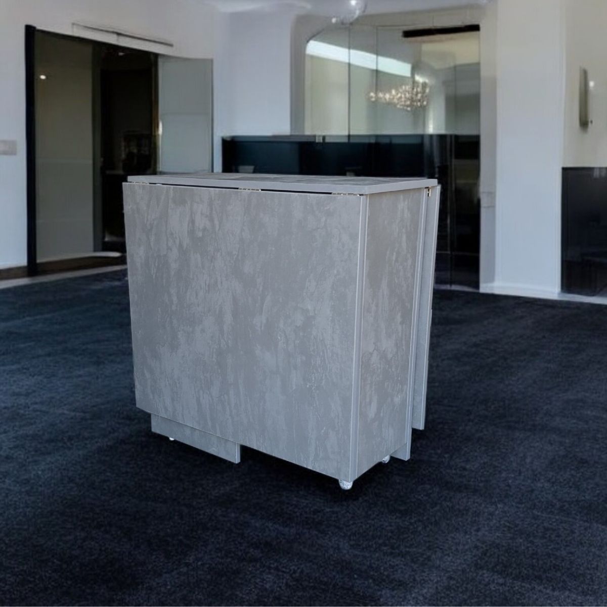 Folding 4 In 1 Console Table With Wheels Graphite