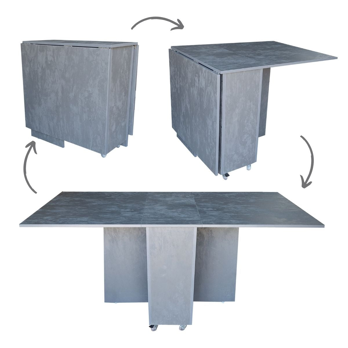 Folding 4 In 1 Console Table With Wheels Graphite