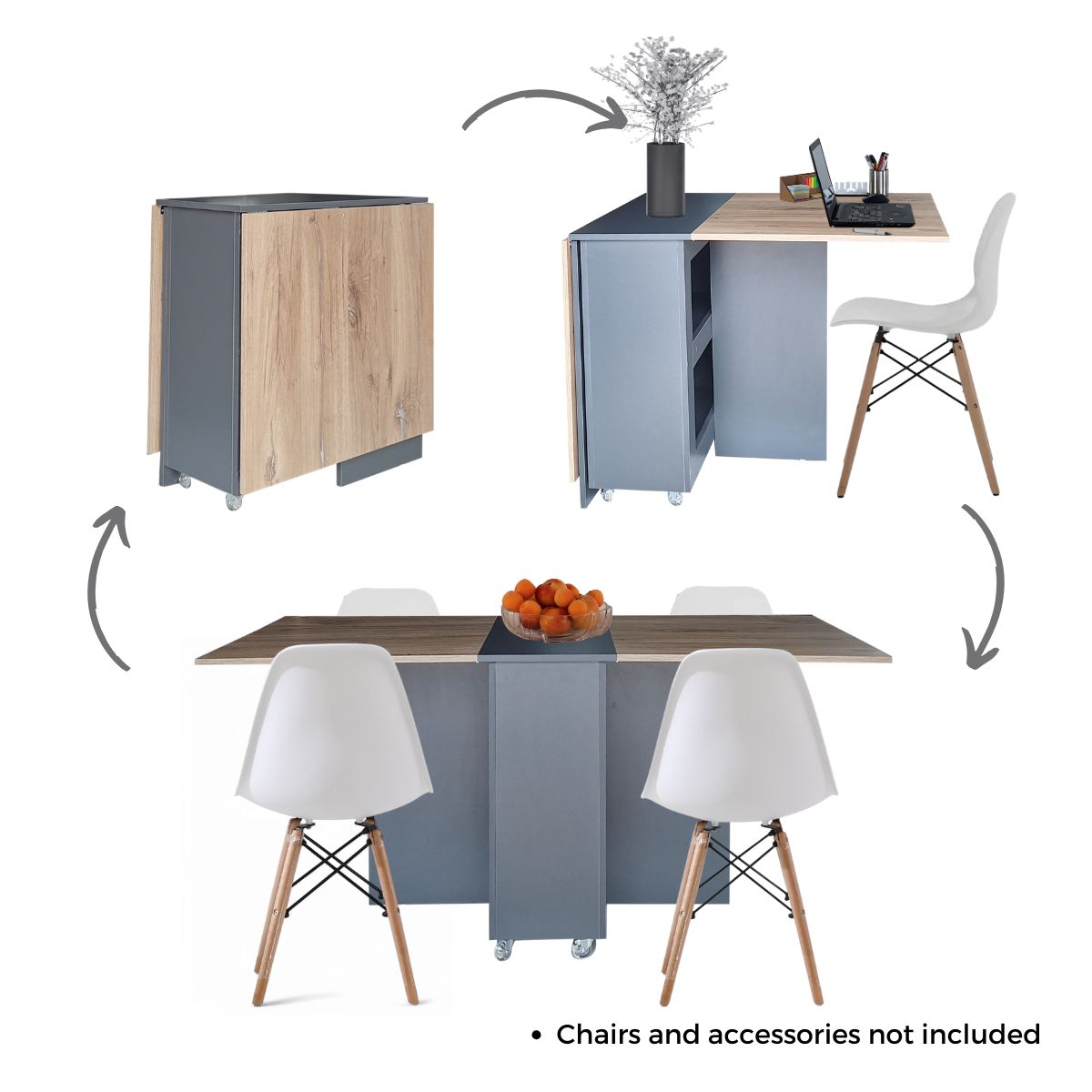 Folding 4 In 1 Console Table With Wheels Midnight