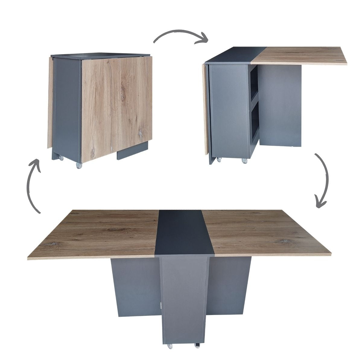 Folding 4 In 1 Console Table With Wheels Midnight