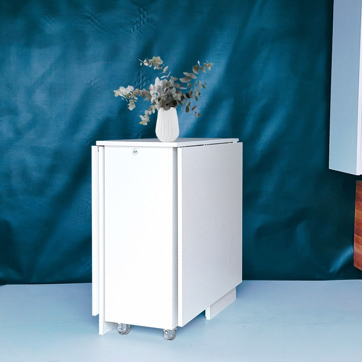 Folding 4 In 1 Console Table With Wheels - White