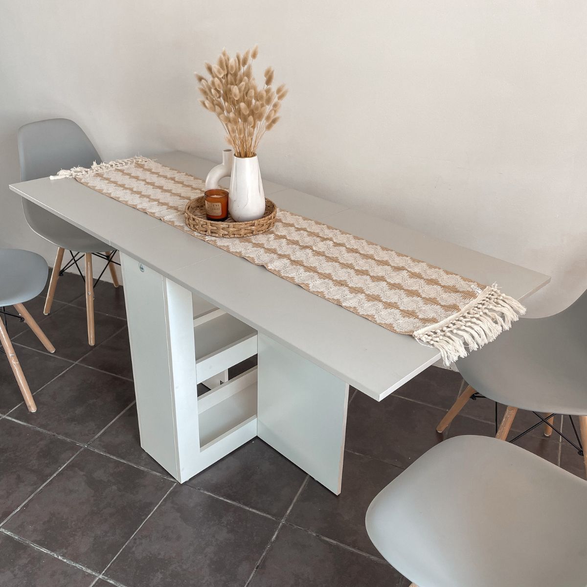 SpaceSave Folding 4 in 1 Console Table Desk - Grey Whisper