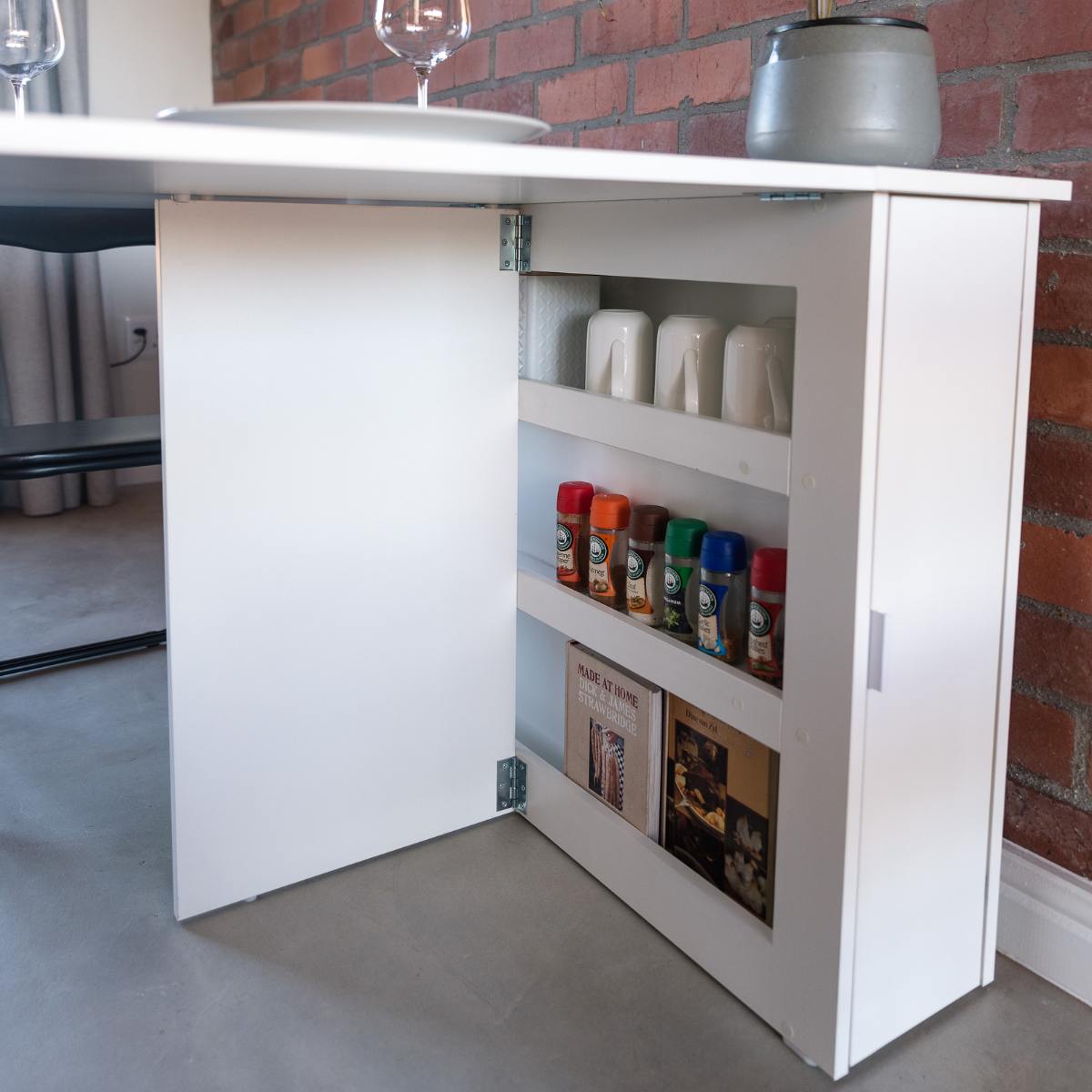 Folding Console Storage Table & 2 Chair Compartment - White