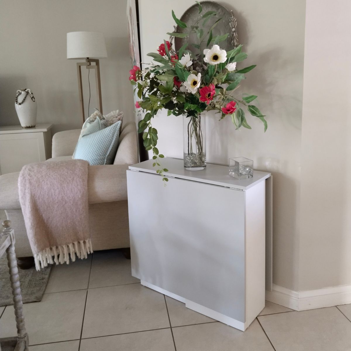 SpaceSave Folding 4 in 1 Console Table Desk - Grey Whisper