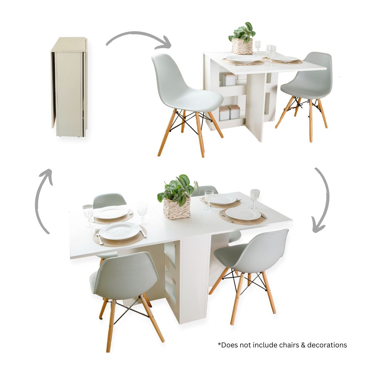 SpaceSave Folding 4 in 1 Console Table Desk - White