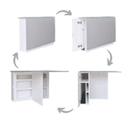 Folding Console Storage Table & 2 Chair Compartment - Grey Whisper
