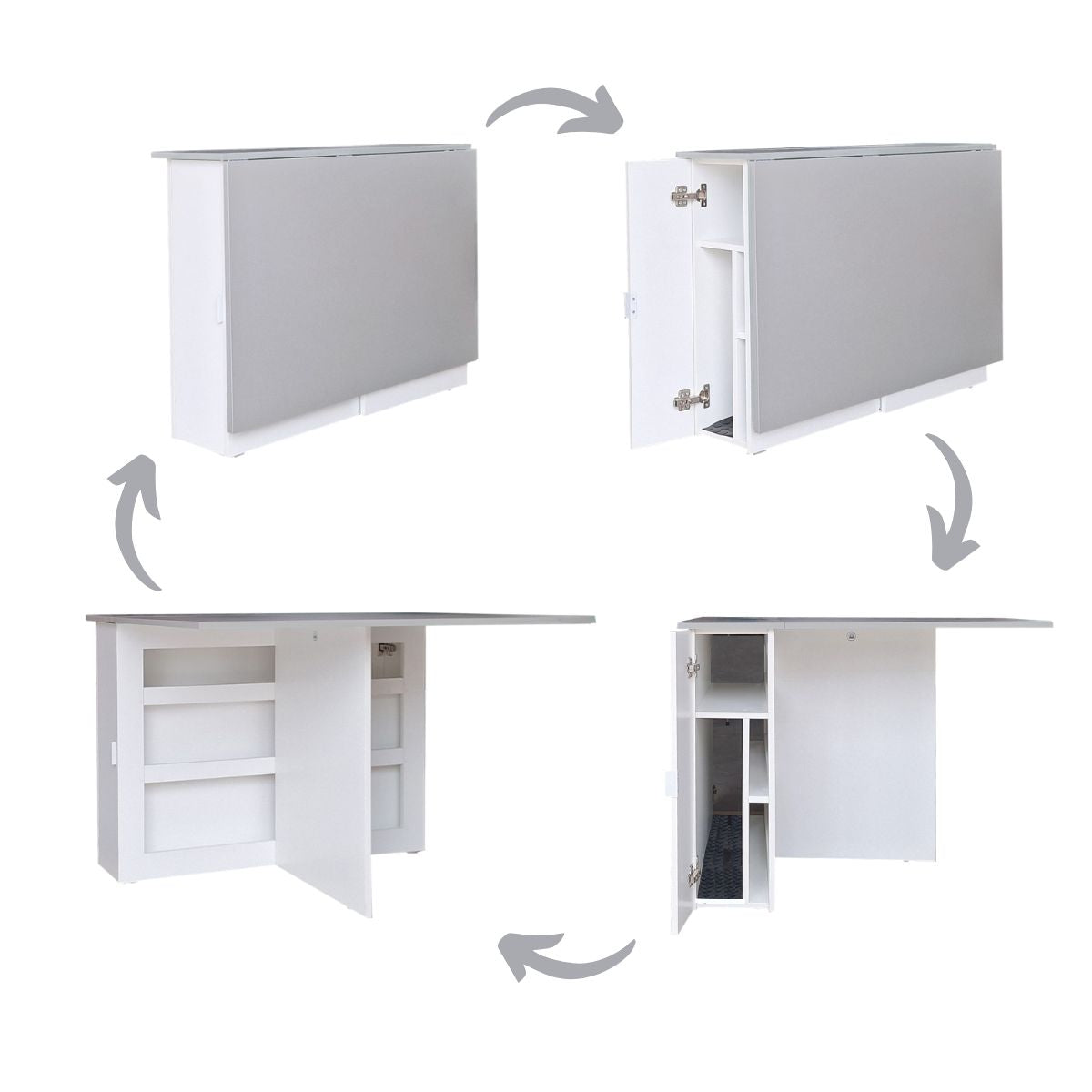 Folding Console Storage Table & 2 Chair Compartment - Grey Whisper