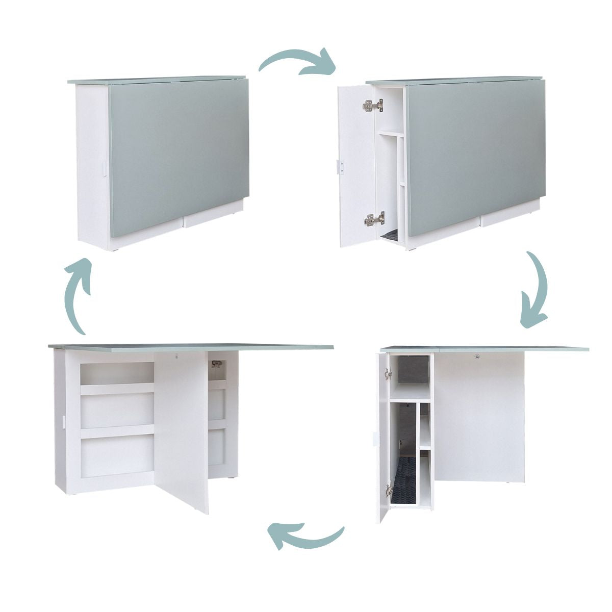 Folding Console Storage Table with Chair Compartment