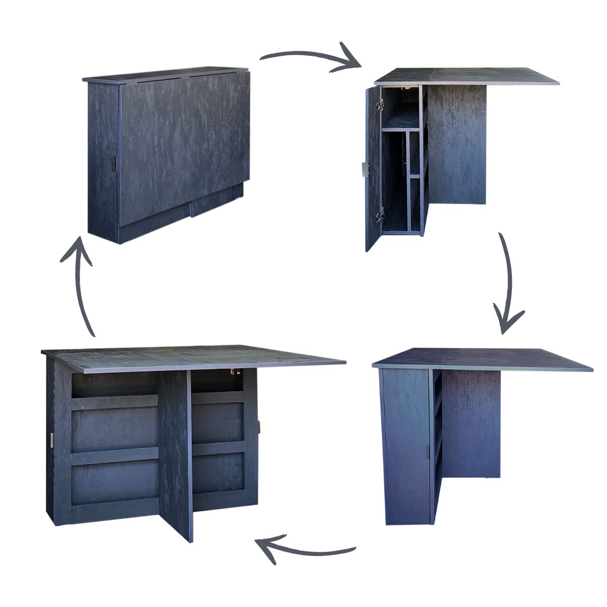 Folding Console Storage Table & 2 Chair Compartment - Ltd Edition Graphite