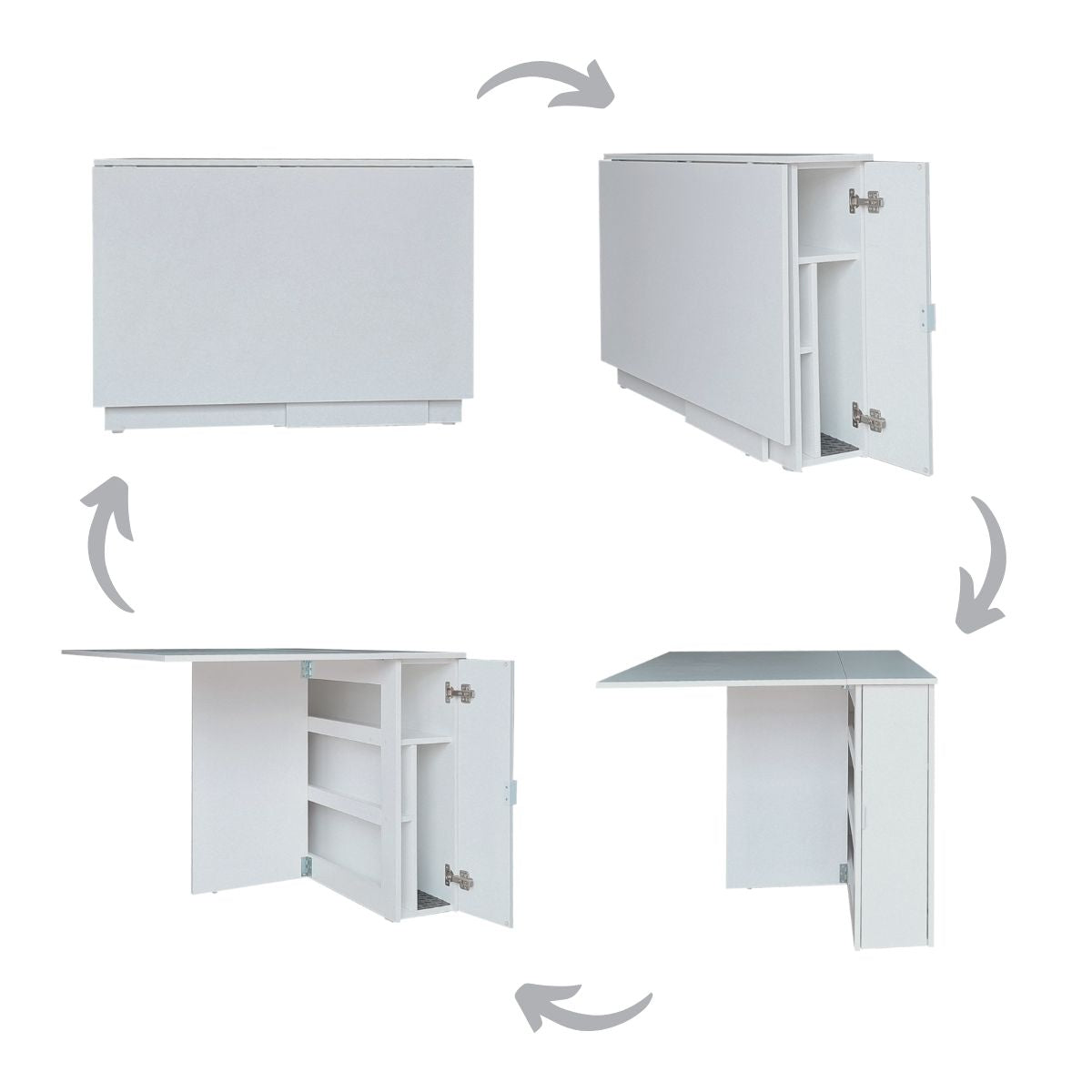 Folding Console Storage Table & 2 Chair Compartment - White