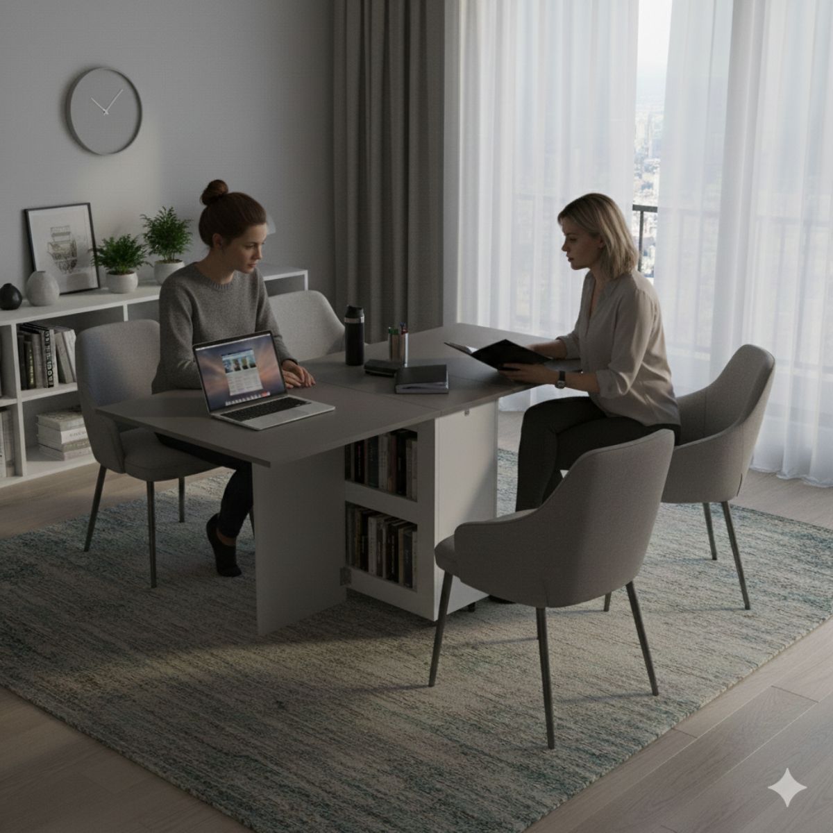 Folding 4-in-1 Console Table Desk on Wheels