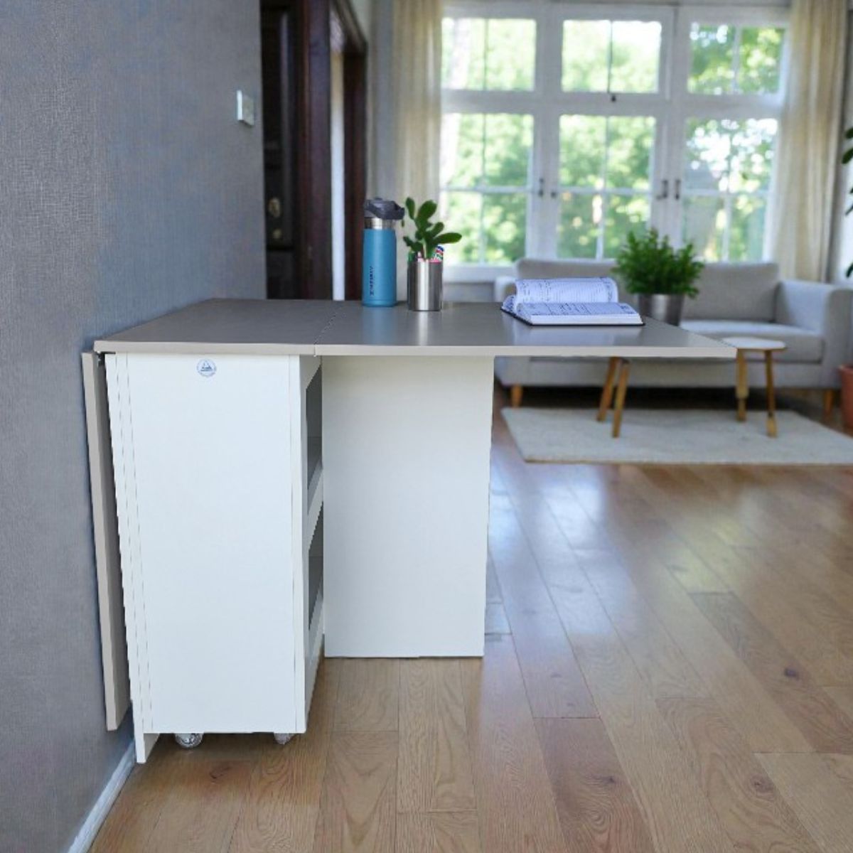 Folding 4-in-1 Console Table Desk on Wheels