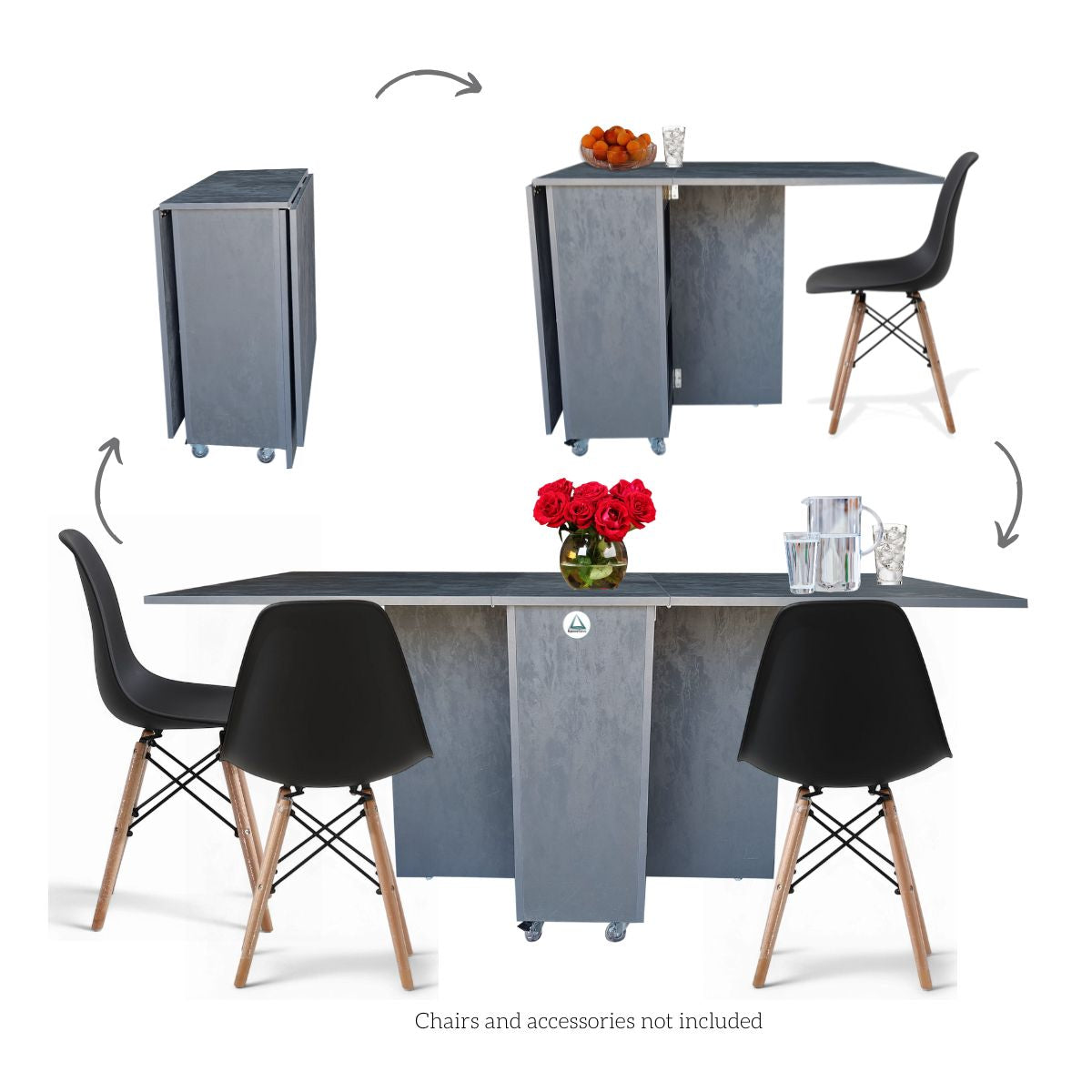 Folding 4-in-1 Console Table Desk on Wheels