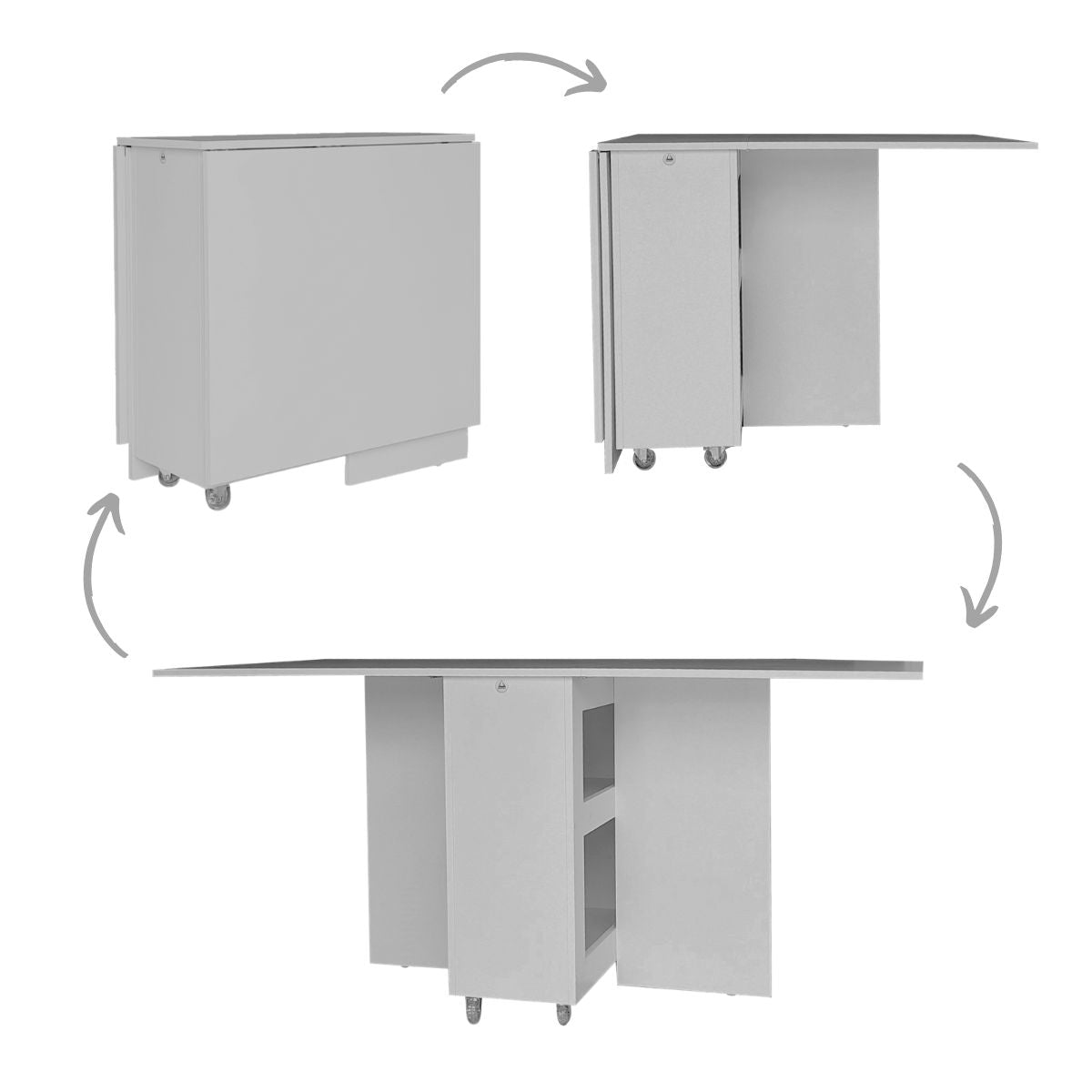 Folding 4-in-1 Console Table Desk on Wheels