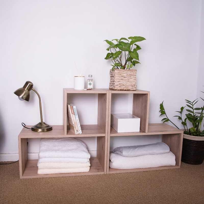 SpaceSave Infinitude Modular TV Stand - Rustic Wood