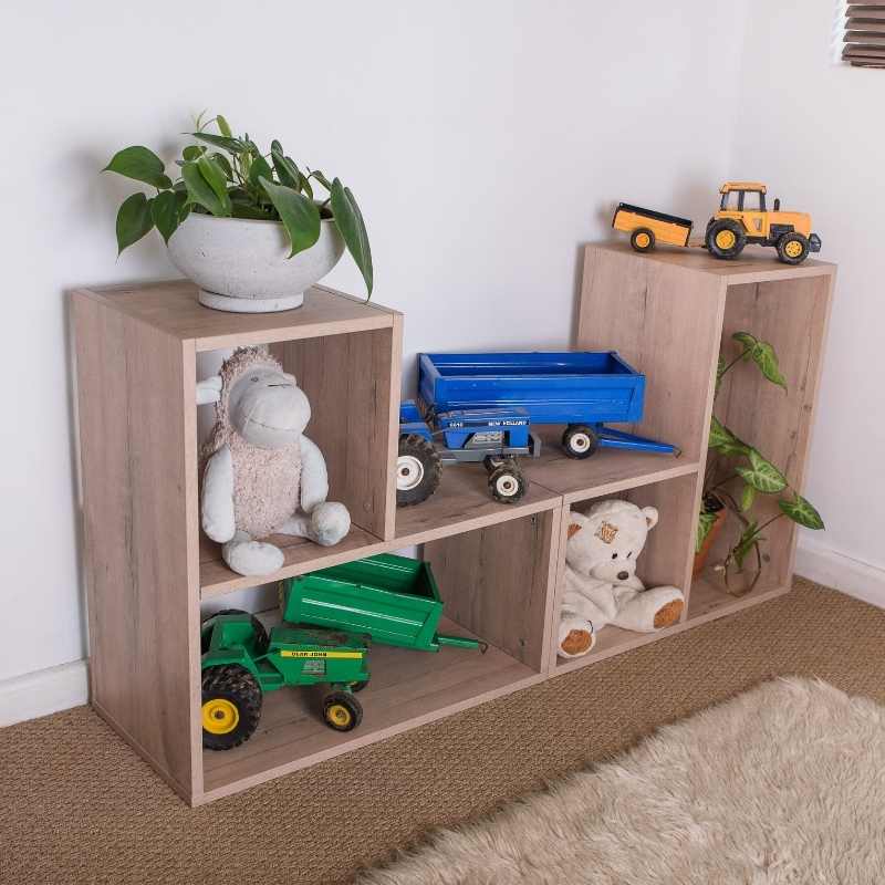 SpaceSave Infinitude Modular TV Stand - Rustic Wood