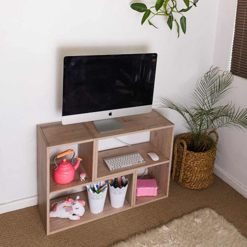 SpaceSave Infinitude Modular TV Stand - Rustic Wood