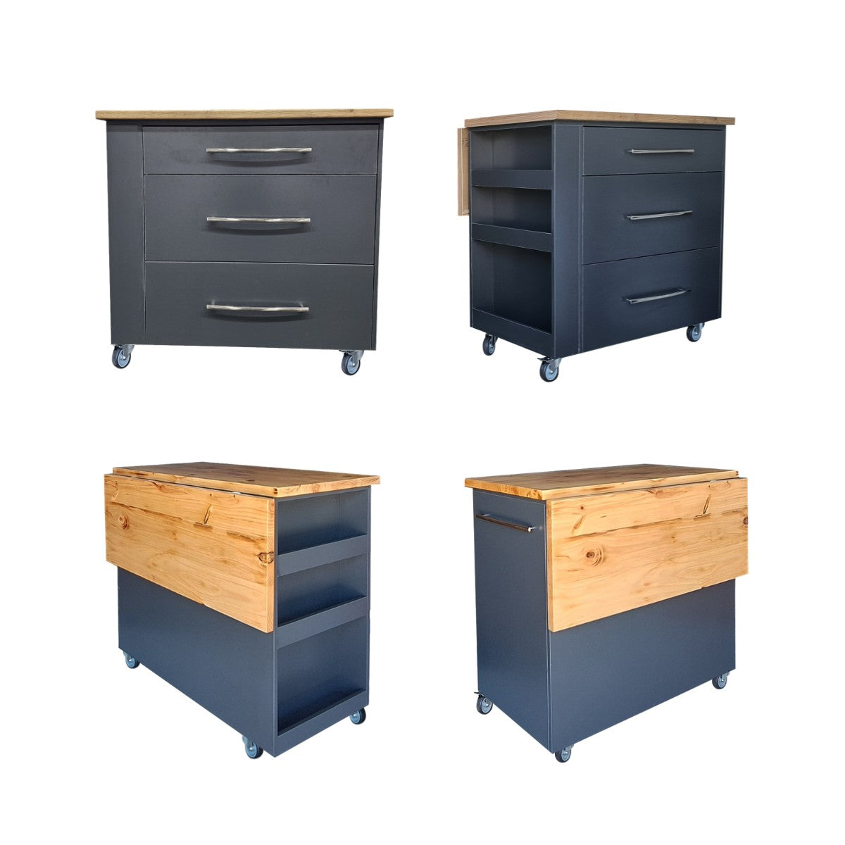 Kitchen Island with Drawers 100cm - Pine