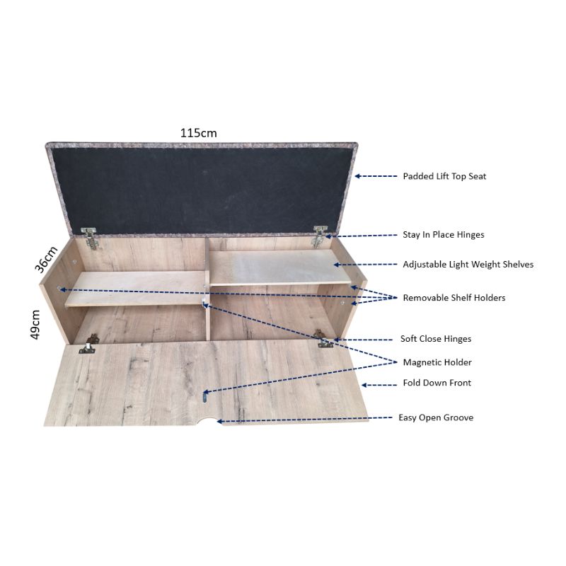 Sit N Stow Mobile Padded Dual Access Storage Bench