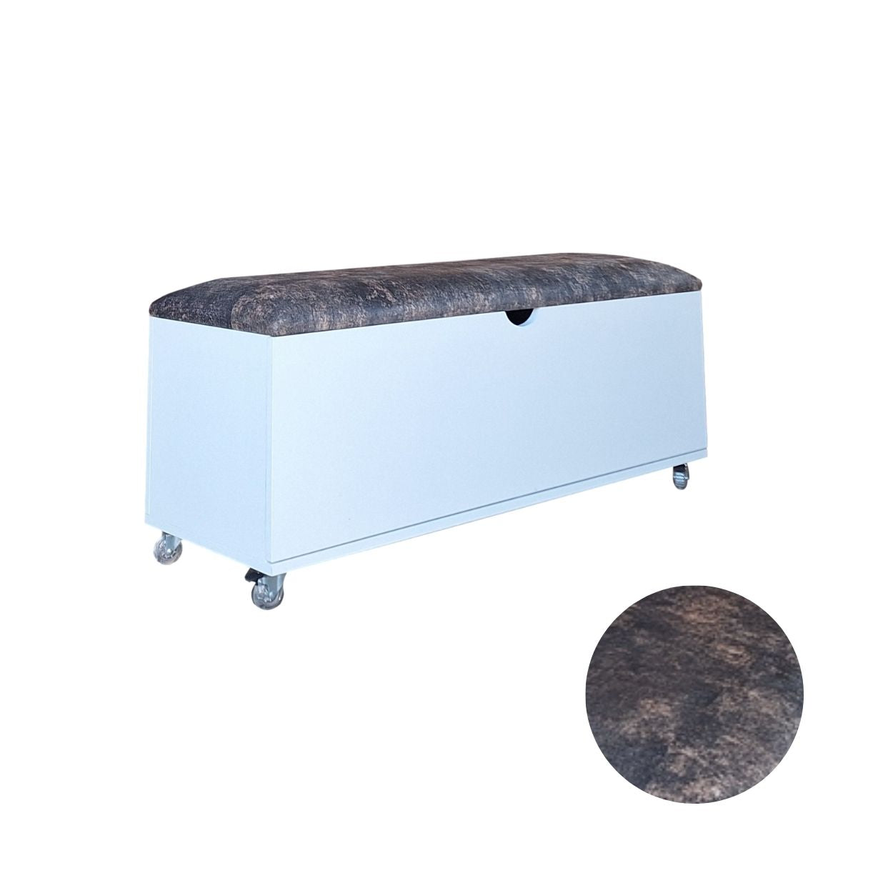 Sit N Stow Mobile Padded Storage Bench - White Brown