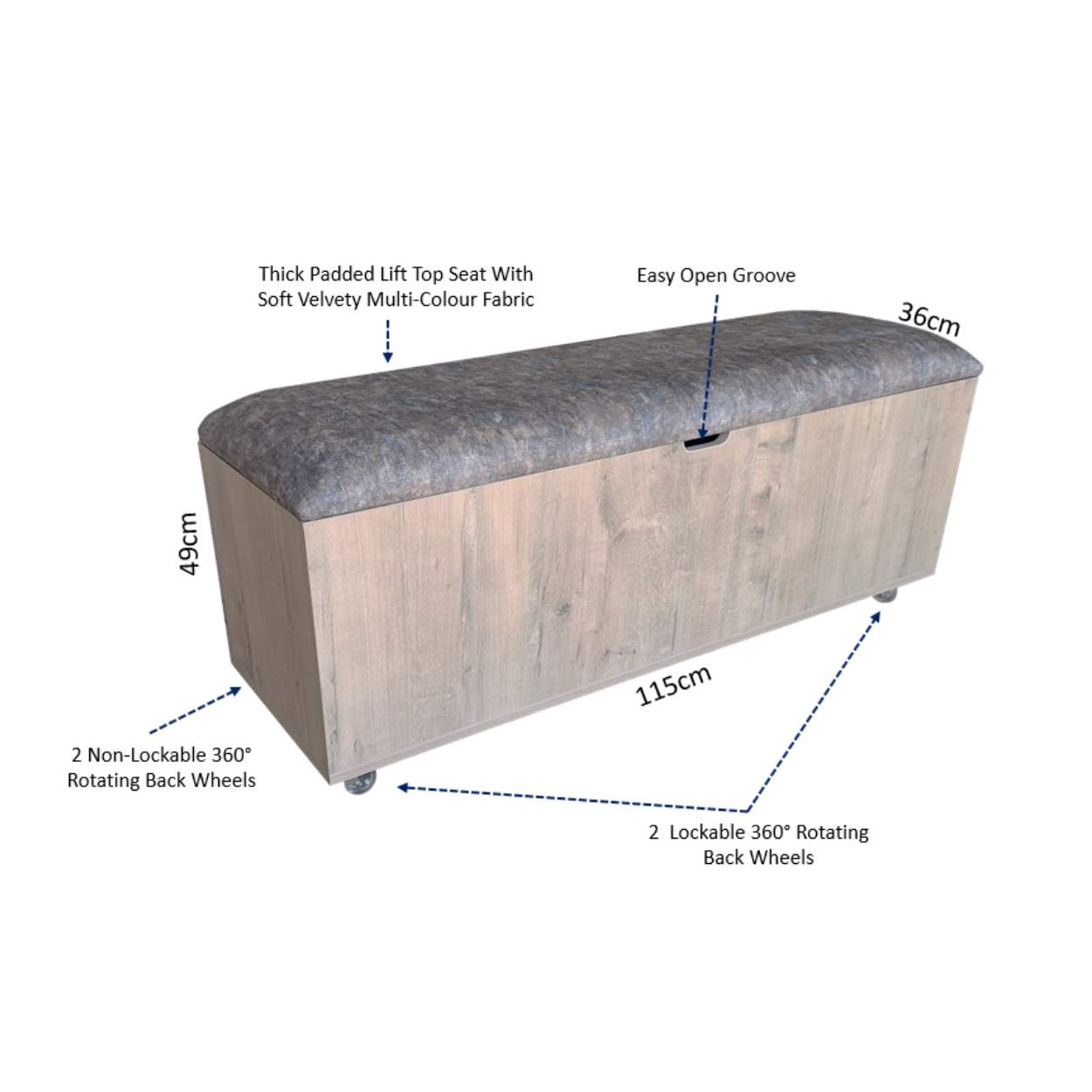 Sit N Stow Mobile Padded Storage Bench