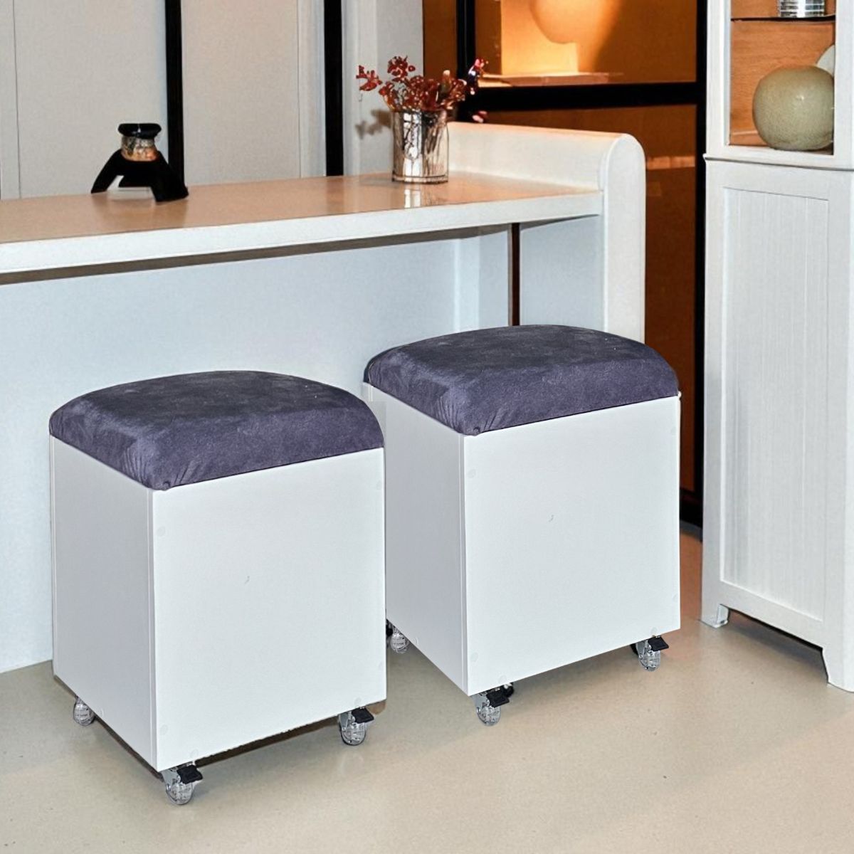 Sit n Stow Mobile Padded Ottoman Storage Chair