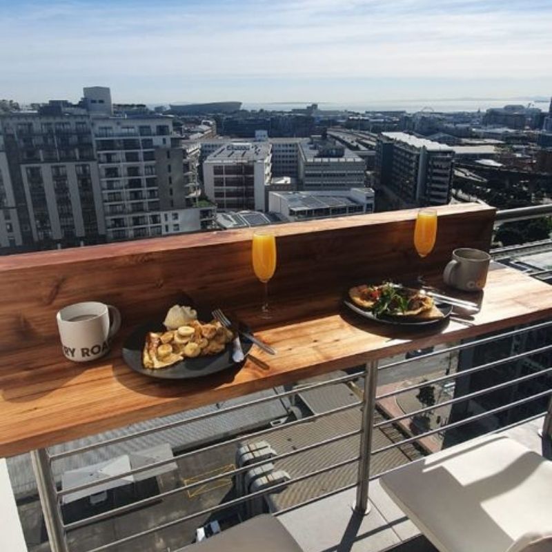 SpaceSave Hanging Balcony Table in Blackwood