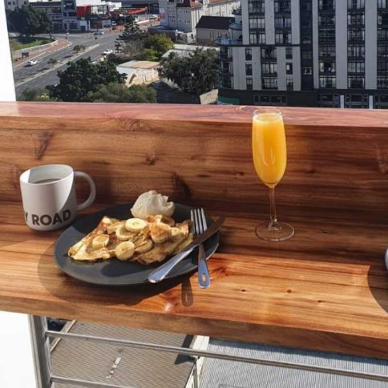 SpaceSave Hanging Balcony Table in Blackwood