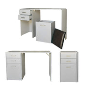 Versa Combo Drawer Desk with Ottoman Chair and Fold-Out Table