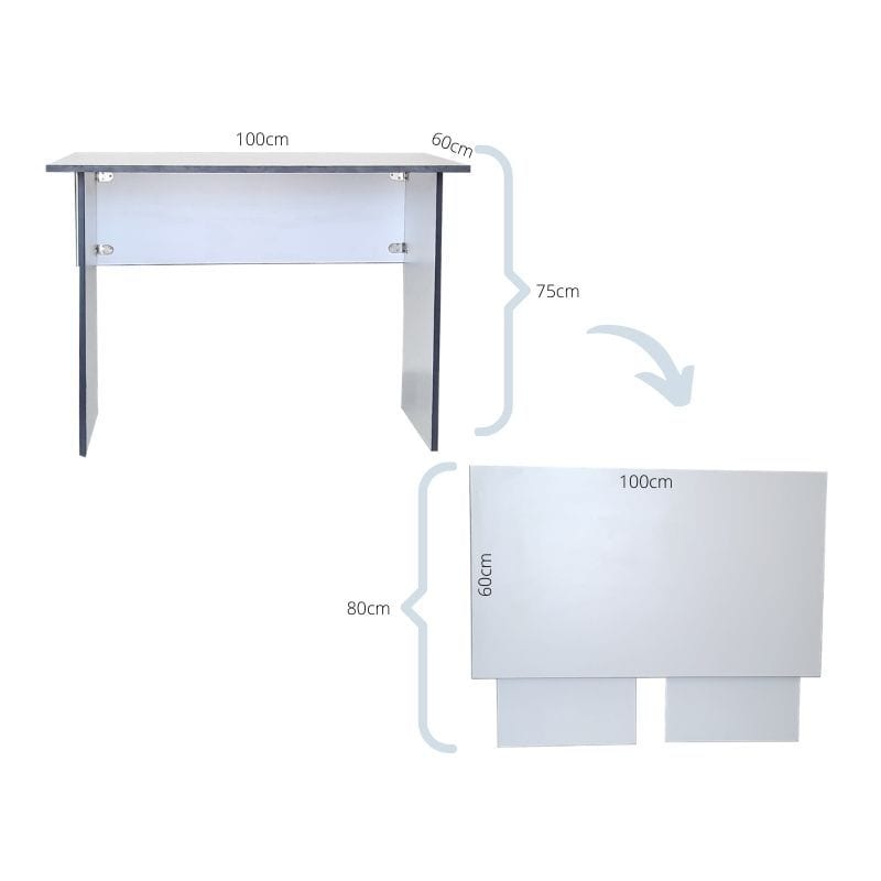SpaceSave Flip n Flat Folding Desk 100x60cm - Ice White