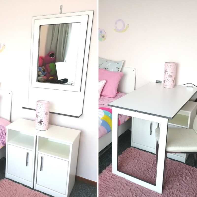 SpaceSave Fold Up Wall Desk with Mirror 100x60cm