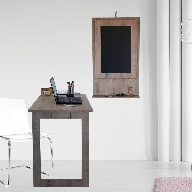 SpaceSave Fold Up Wall Mounted Desk with Blackboard