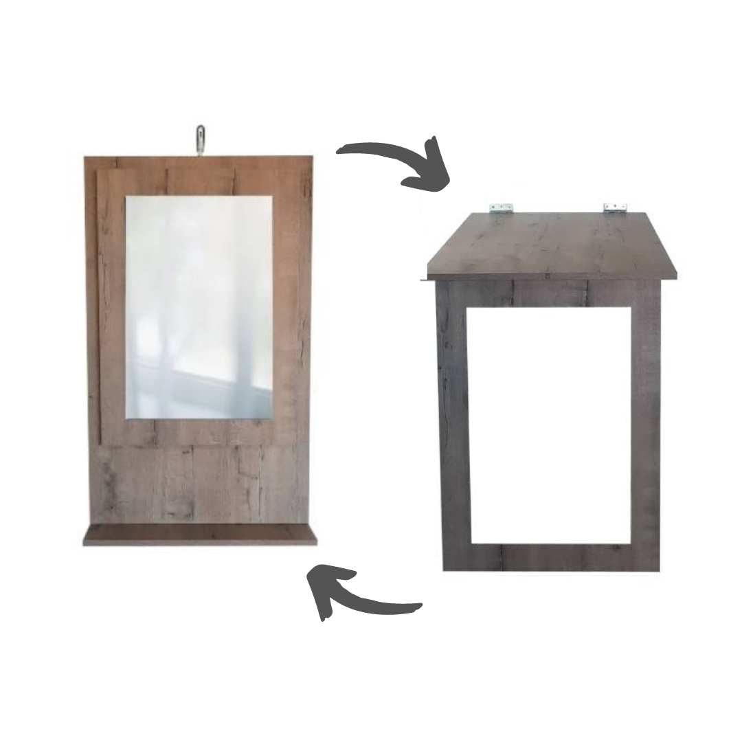 SpaceSave Fold Up Wall Desk 100x60cm with Mirror