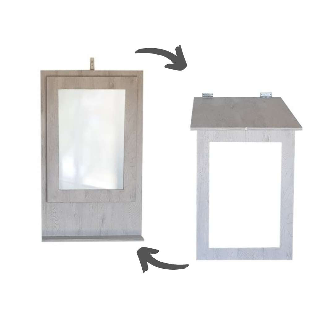 SpaceSave Fold Up Wall Desk with Mirror 100x60cm