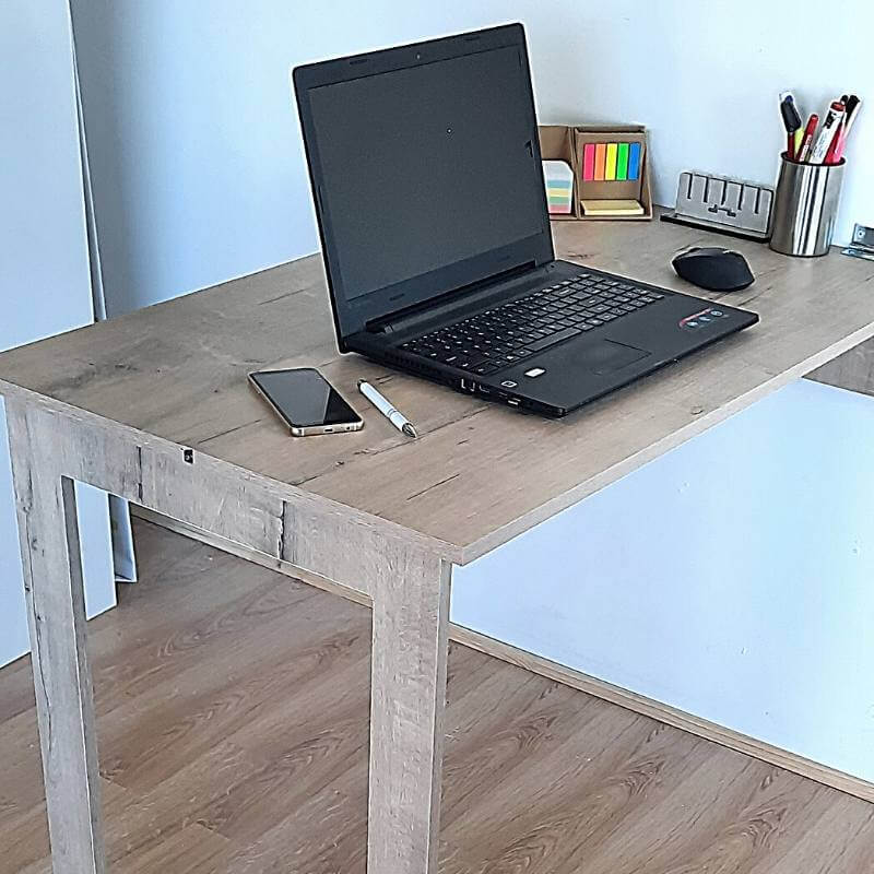 SpaceSave Fold Up Wall Desk 100x60cm Rustic Wood (2) - Rustic Wood