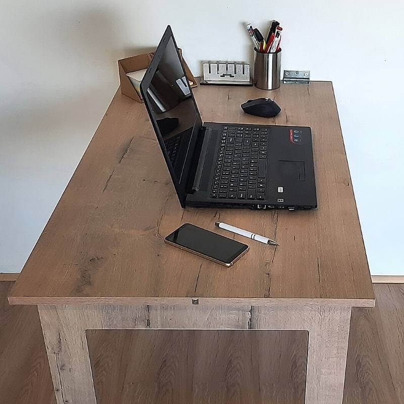 SpaceSave Fold Up Wall Desk 100x60cm Rustic Wood (2) - Rustic Wood